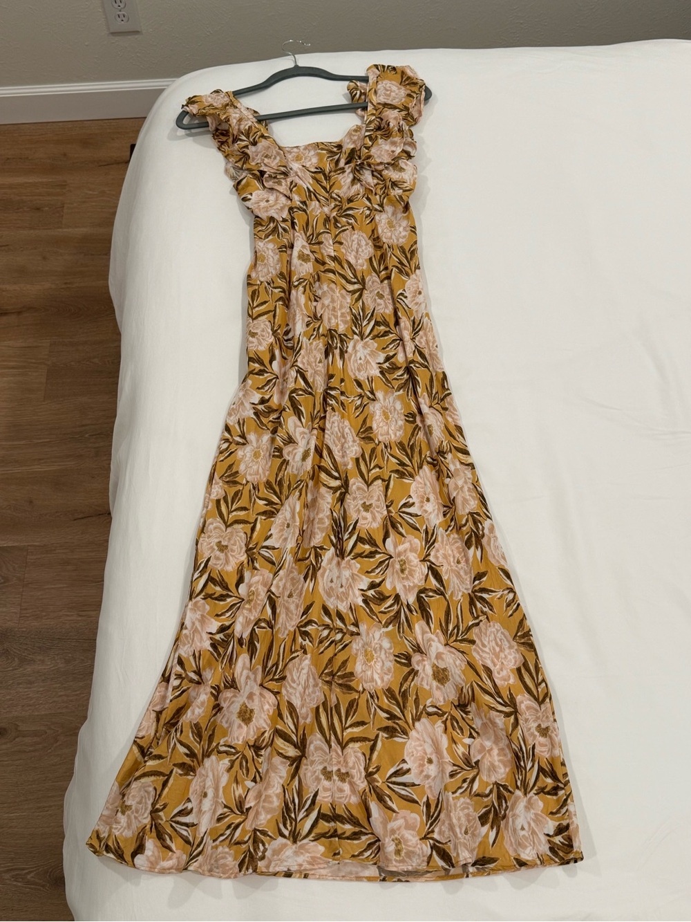 Madewell Floral Ruffle Strap Midi Dress